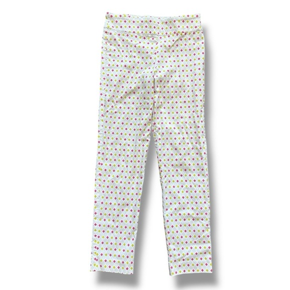 Krazy Larry Pink & Lime Diamond Pattern Pull-On Ankle Pants Women’s Size 10 Golf - Picture 3 of 14